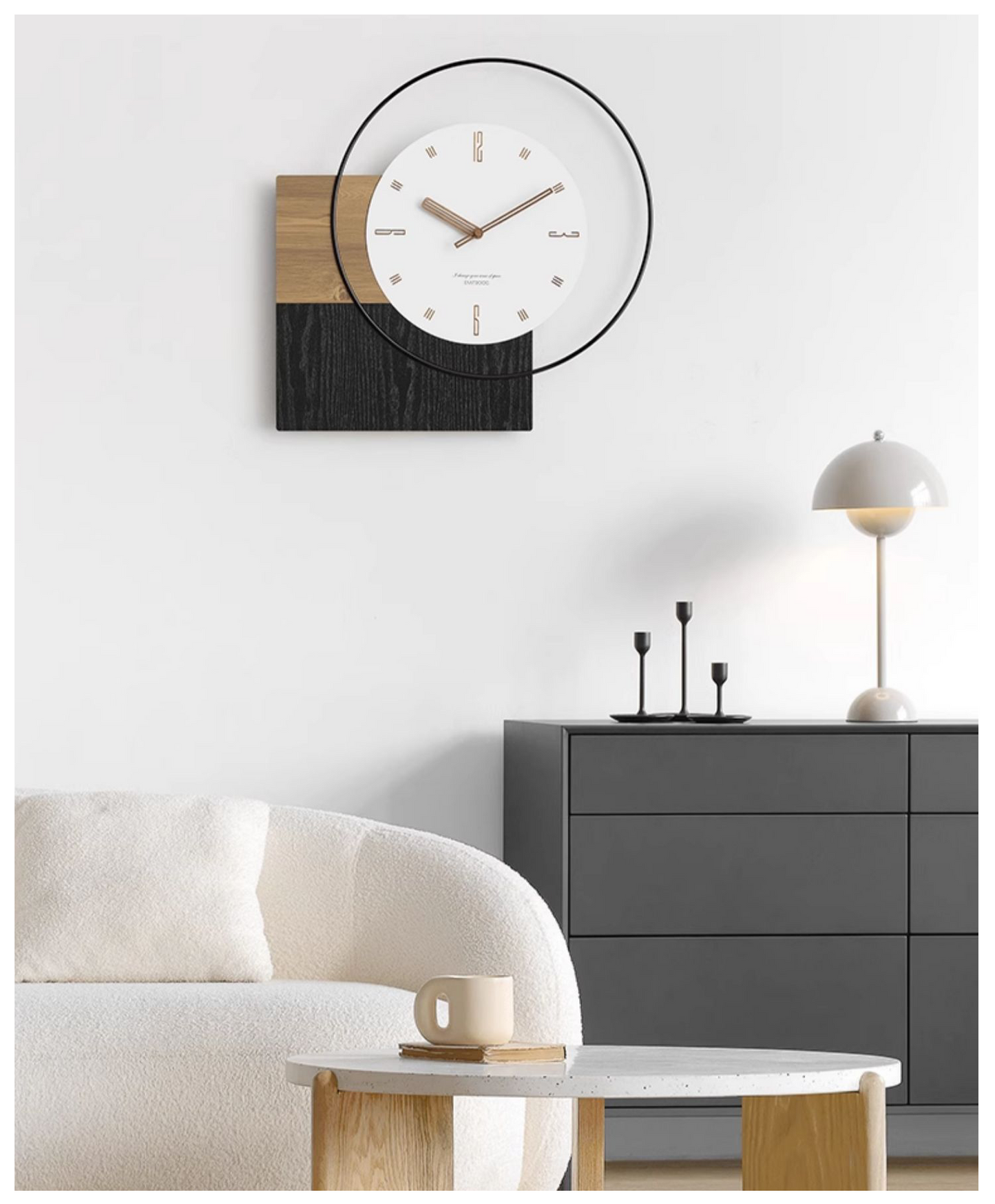 Emitdoog Minimalist Wood Grain Clock