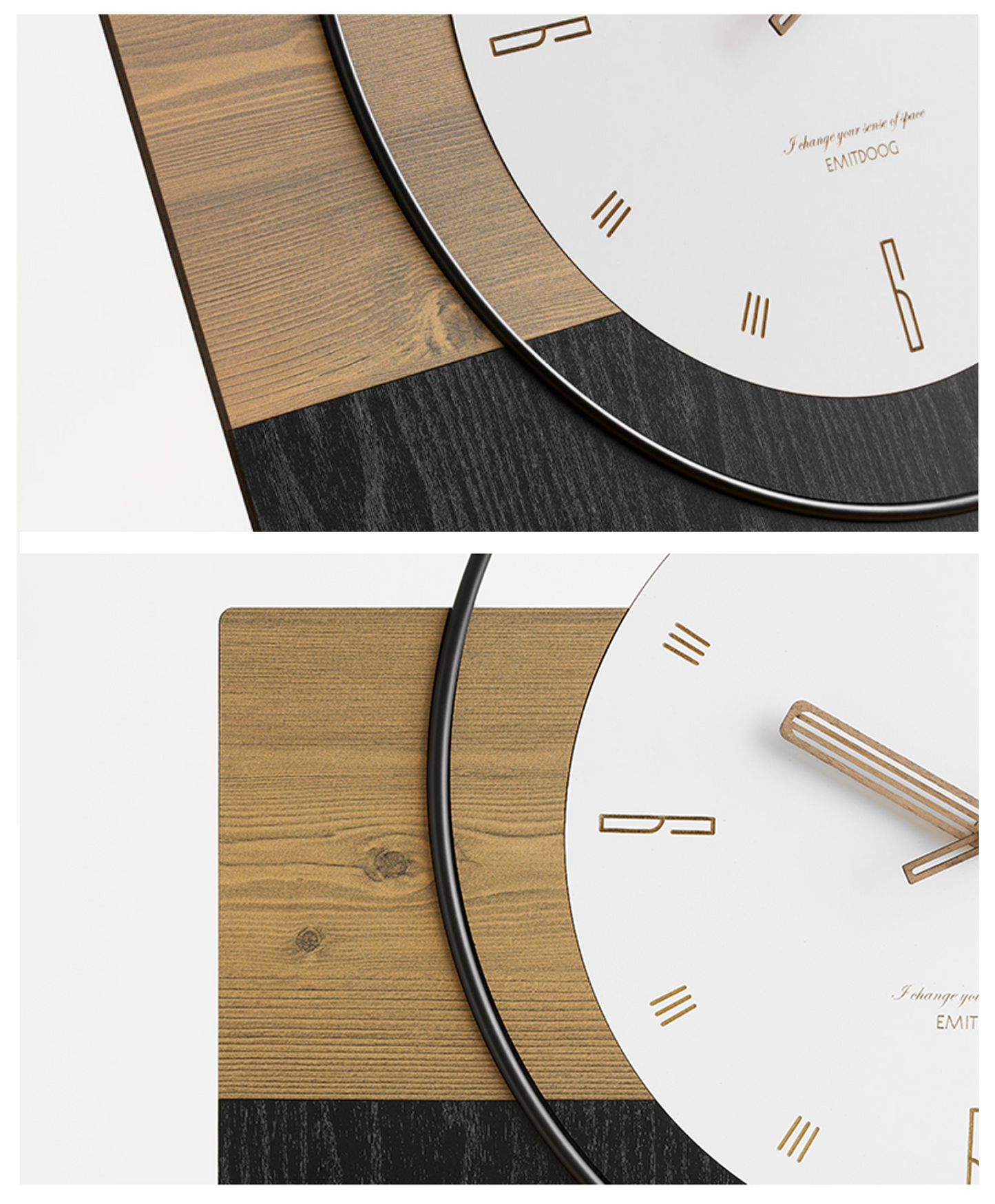 Emitdoog Minimalist Wood Grain Clock